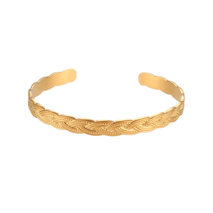 Fashion Solid Color 304 Stainless Steel 18K Gold Plated Bangle In Bulk