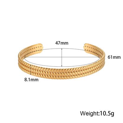 Fashion Solid Color 304 Stainless Steel 18K Gold Plated Bangle In Bulk