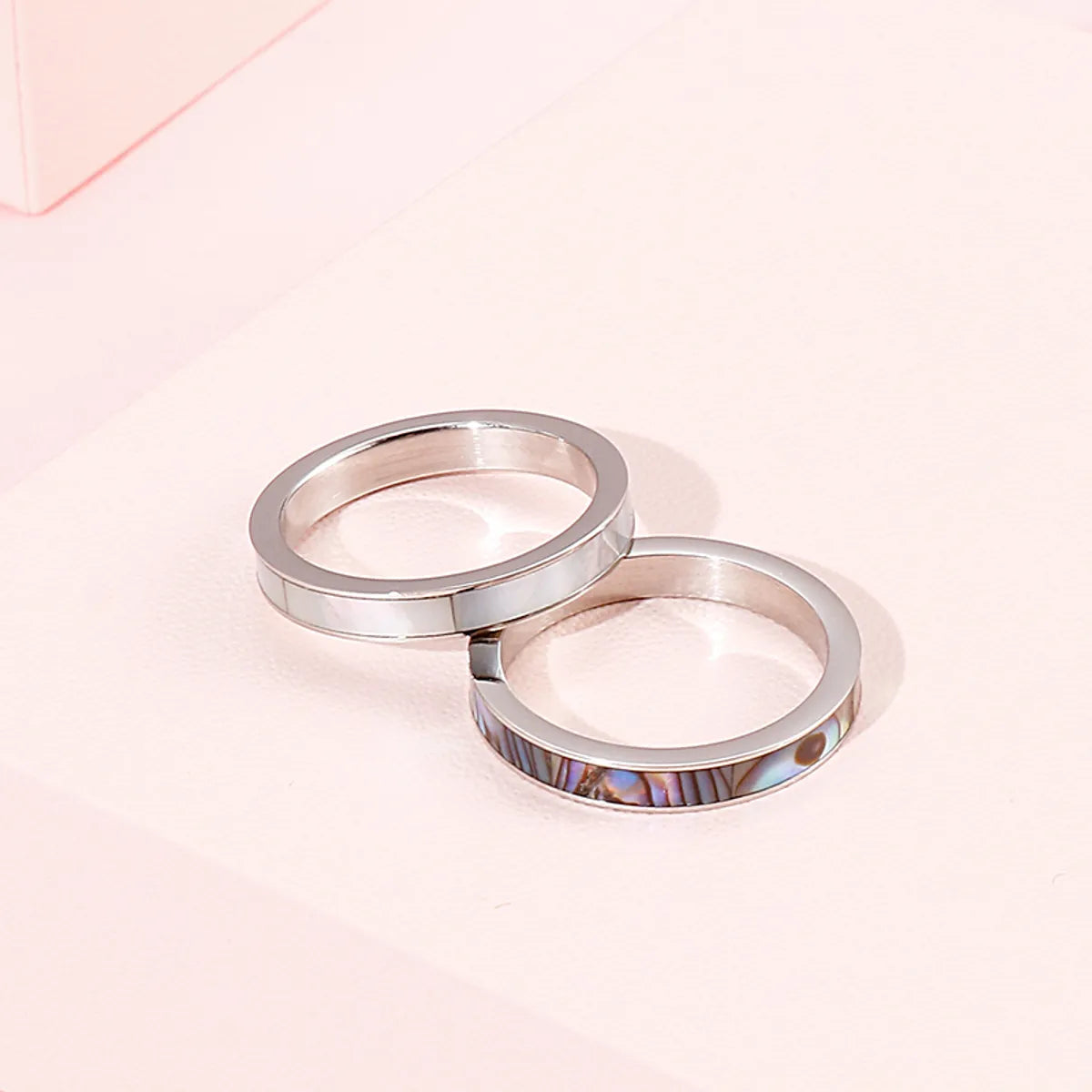 Fashion Solid Color Stainless Steel Plating Shell Rings 1 Piece