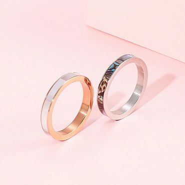 Fashion Solid Color Stainless Steel Plating Shell Rings 1 Piece