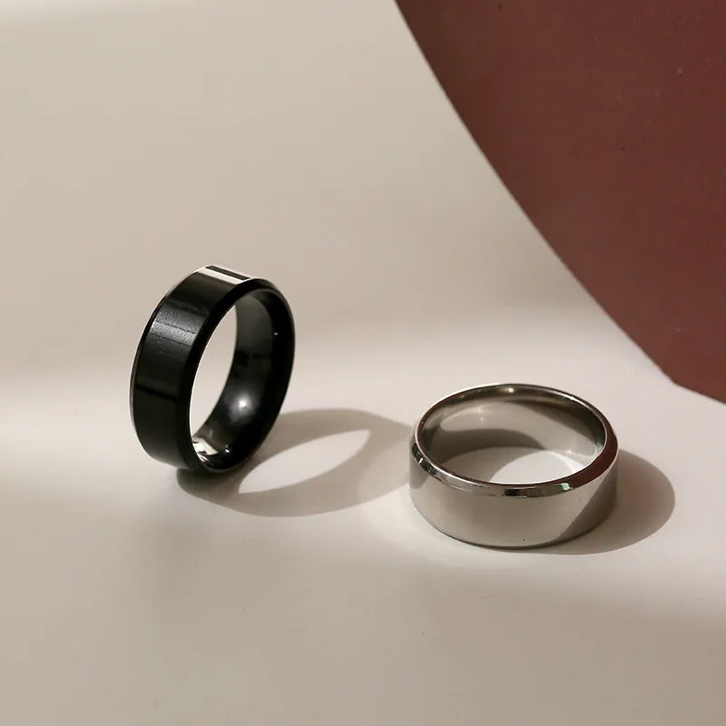 Fashion Solid Color Stainless Steel Polishing Unisex Rings