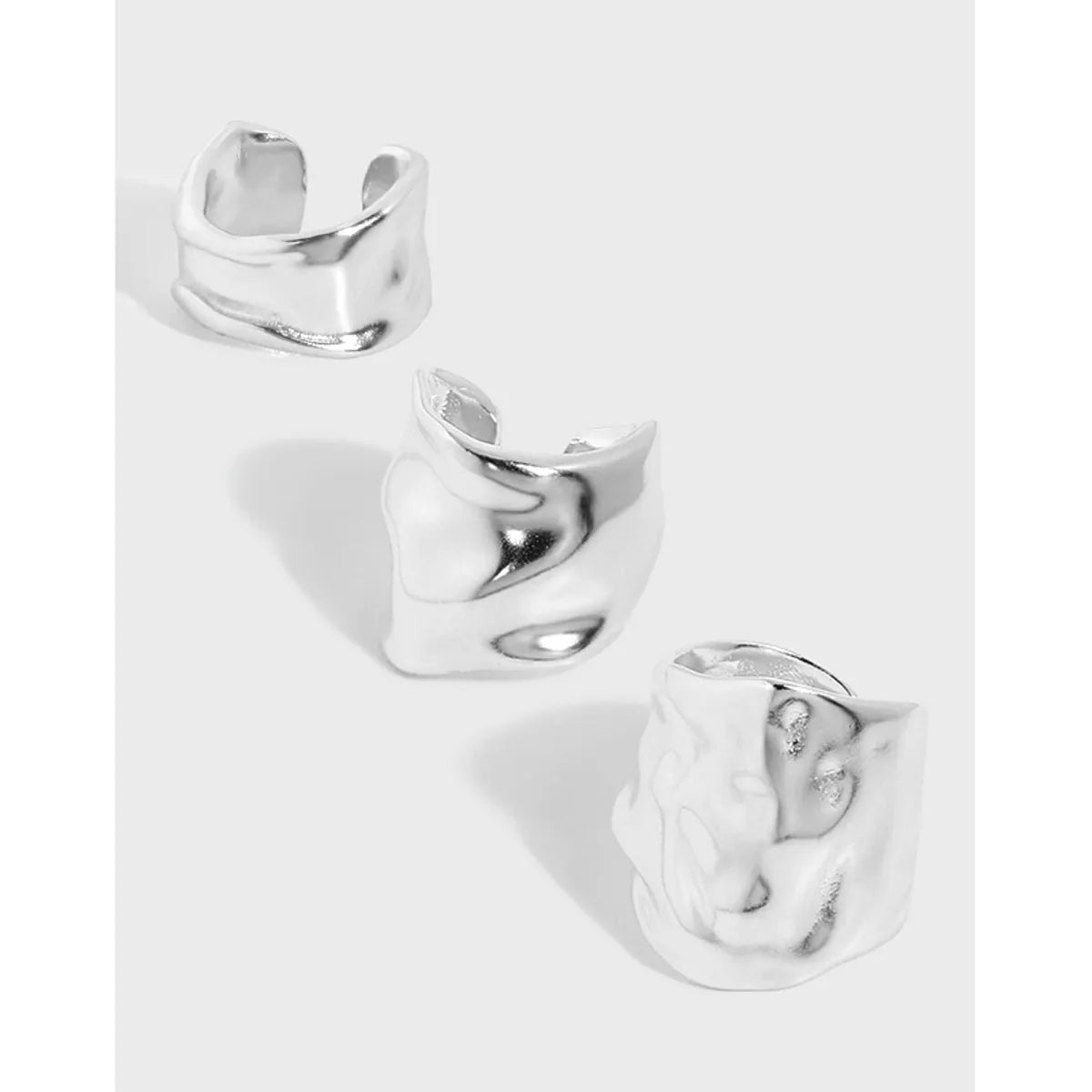 Fashion Solid Color Sterling Silver Ear Clips Plating 925 Silver Earrings