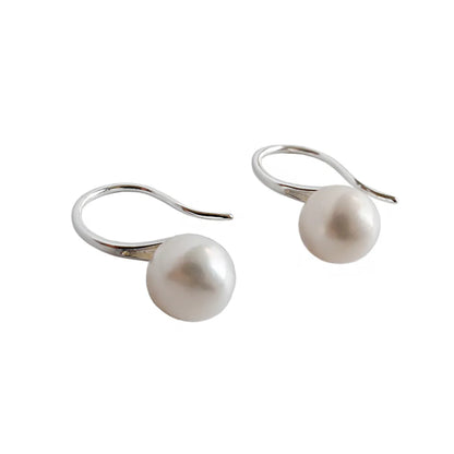 Fashion Solid Color Sterling Silver Earrings Pearl 925 Silver Earrings