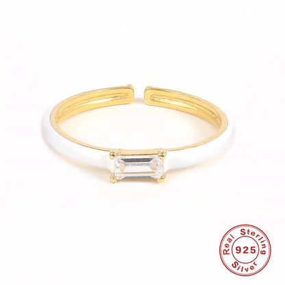 Fashion Solid Color Sterling Silver Inlay Zircon Rings 1 Piece