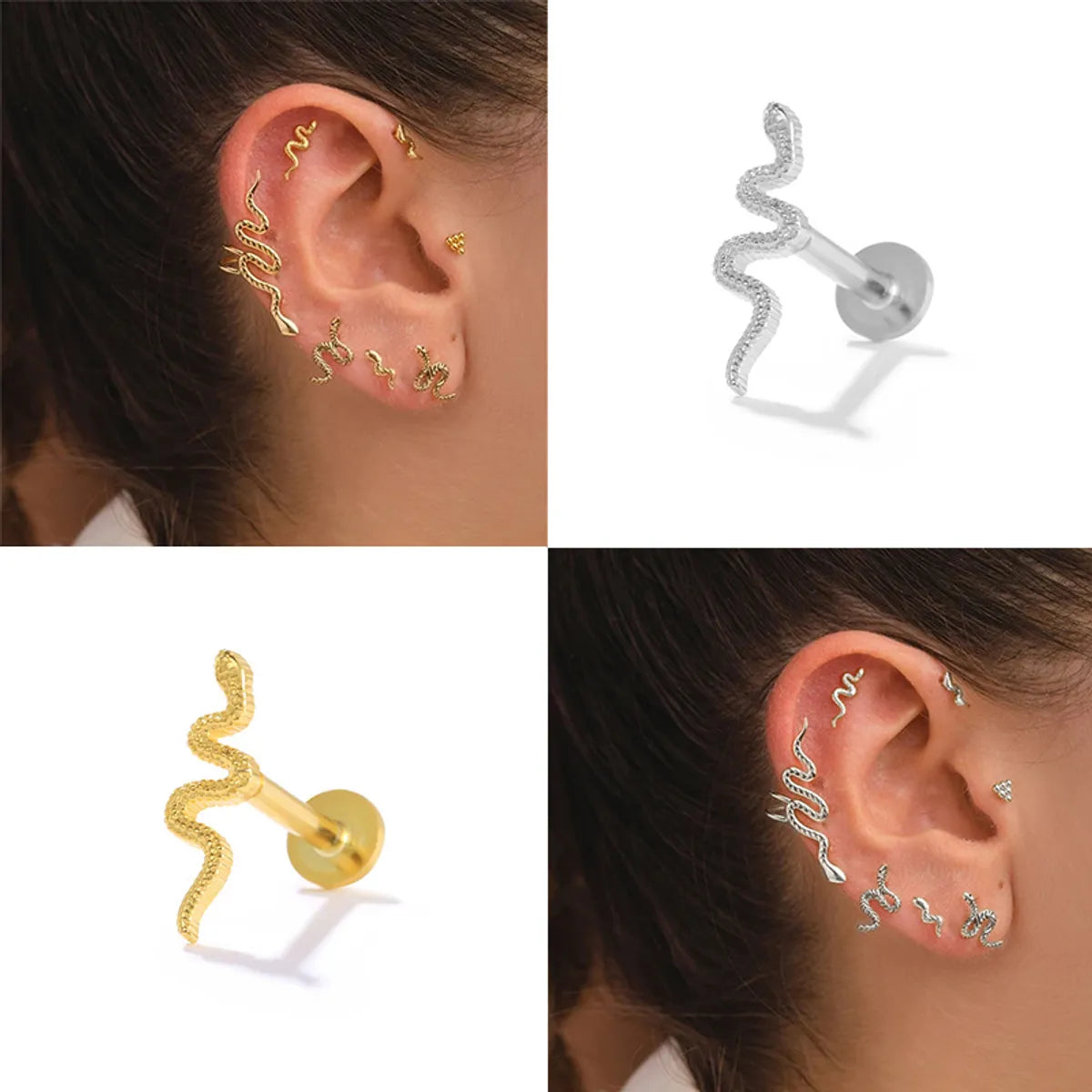 Fashion Solid Color Sterling Silver Plating Inlay Zircon Ear Studs 1 Piece