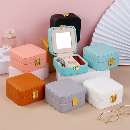 Fashion Solid Color Geometric Suede Jewelry Boxes