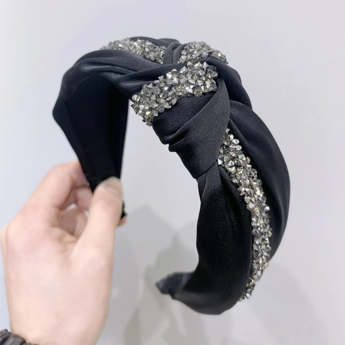 Fashion Solid Color Super Flash Rhinestone Wide-Brimmed Headband Nhsm137140