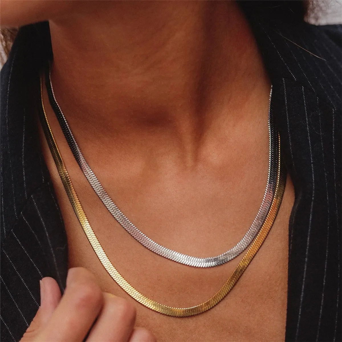 Fashion Solid Color Titanium Steel Chain Necklace