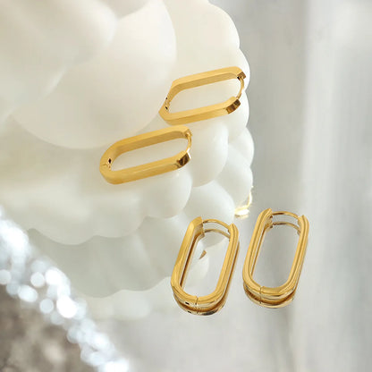 1 Pair Fashion Solid Color Titanium Steel Earrings