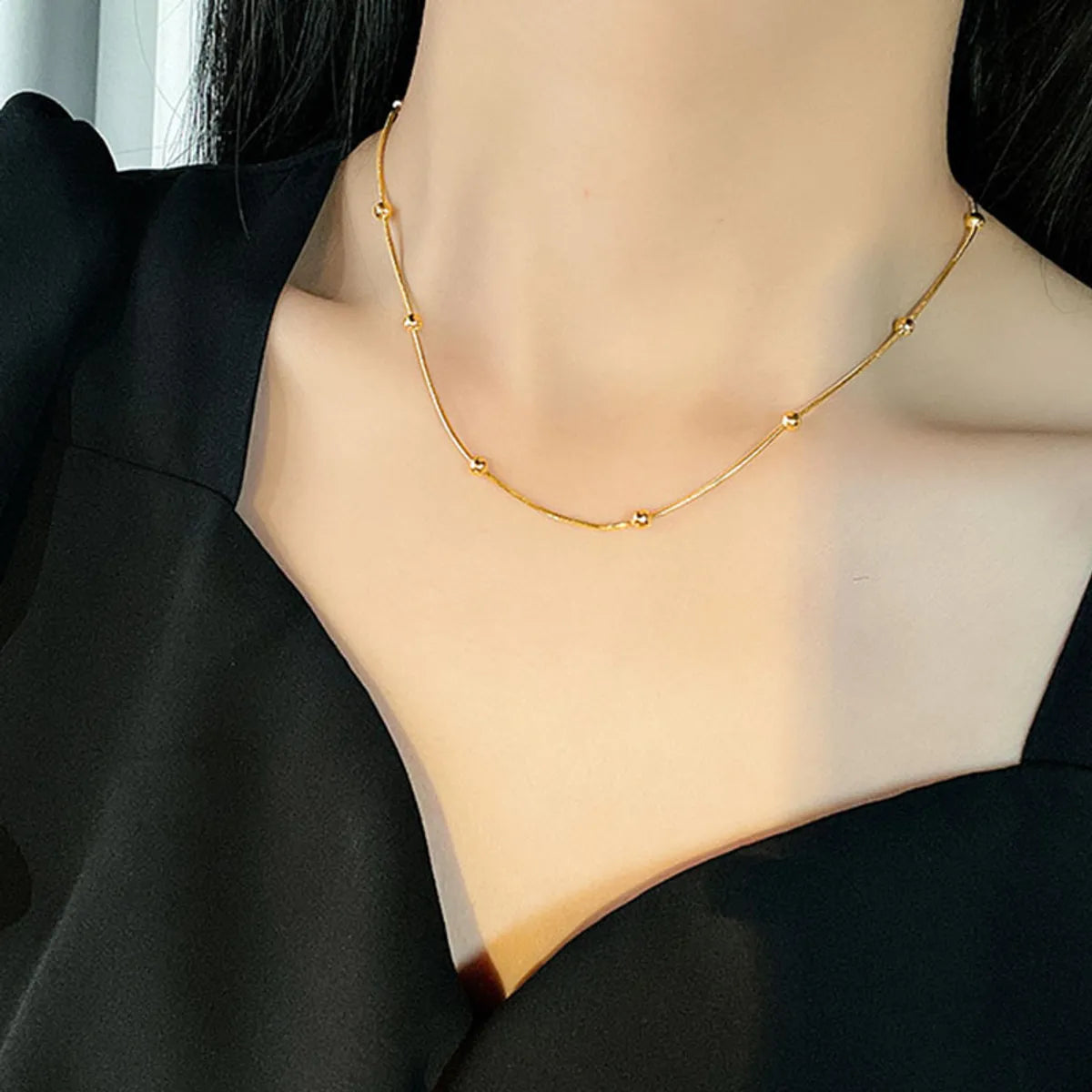 Fashion Solid Color Titanium Steel Plating Necklace 1 Piece