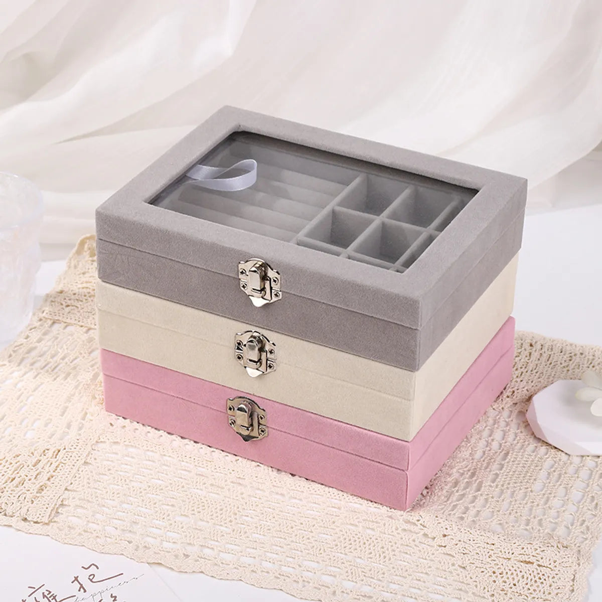 Fashion Solid Color Wood Jewelry Boxes