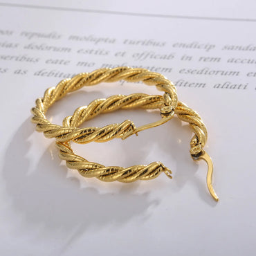 Fashion Spiral Stripe Titanium Steel Earrings Plating Stainless Steel Earrings