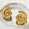 Fashion Spiral Texture Stainless Steel Earrings With Geometric Design And Electroplating Treatment For Women