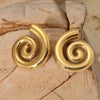 Fashion Spiral Texture Stainless Steel Earrings With Geometric Design And Electroplating Treatment For Women
