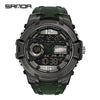 Fashion Sports Luminous Chronograph Electronic Watch Resin Strap Stainless Steel Clasp Plastic Mirror Round Dial