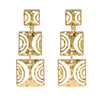 Fashion Square Alloy Plating Hollow Out Alloy Drop Earrings