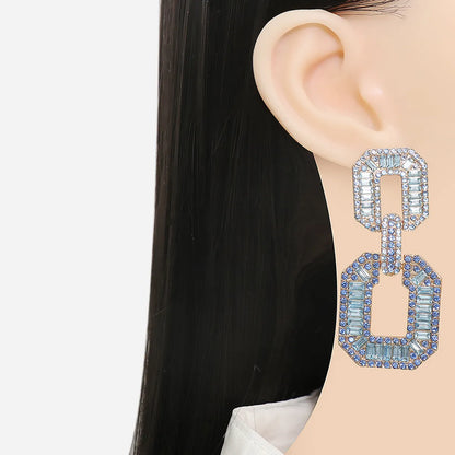 Fashion Square Alloy Rhinestones Women's Drop Earrings 1 Pair