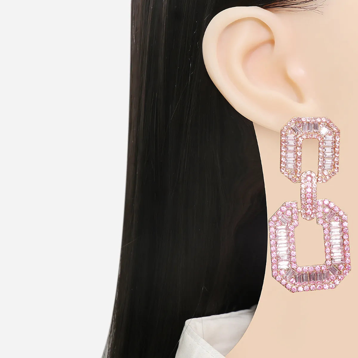 Fashion Square Alloy Rhinestones Women's Drop Earrings 1 Pair