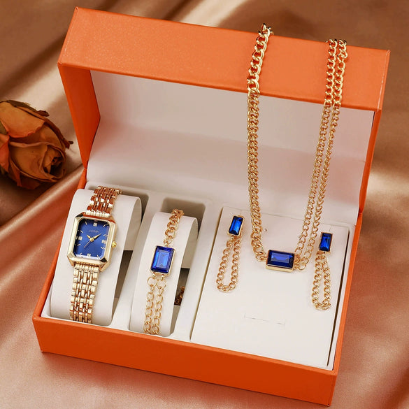 Fashion Square Bracelet Watch Hip Hop Spice Multilayer Necklace Sweater Chain Jewelry Alloy Artificial Zircon Ordinary Glass Mirror