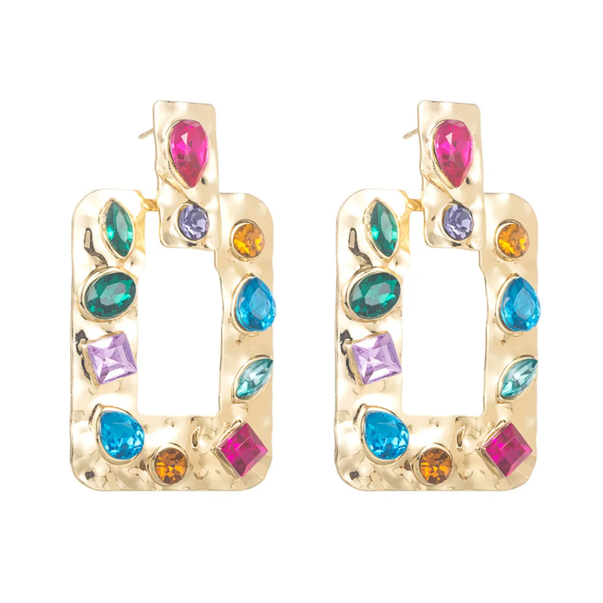 Fashion Square Butterfly Alloy Transparent Inlay Rhinestone Earrings