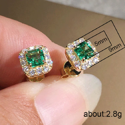 Fashion Square Copper Ear Studs Inlay Zircon Copper Earrings