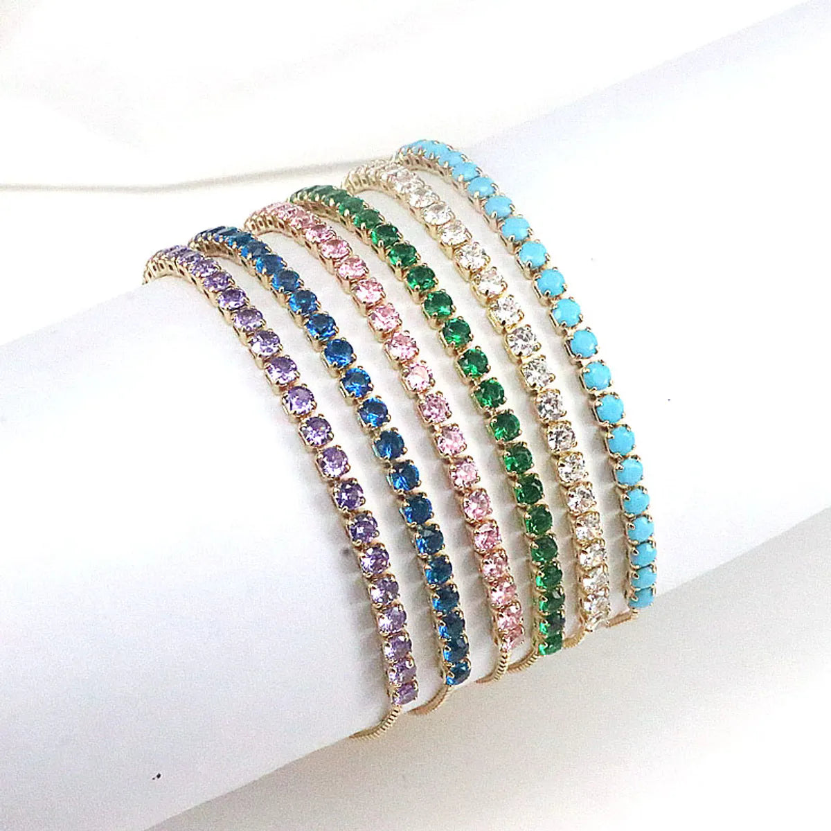 Fashion Square Copper Gold Plated Zircon Bracelets In Bulk