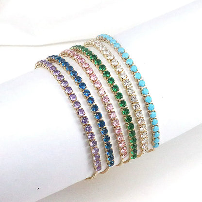 Fashion Square Copper Gold Plated Zircon Bracelets In Bulk