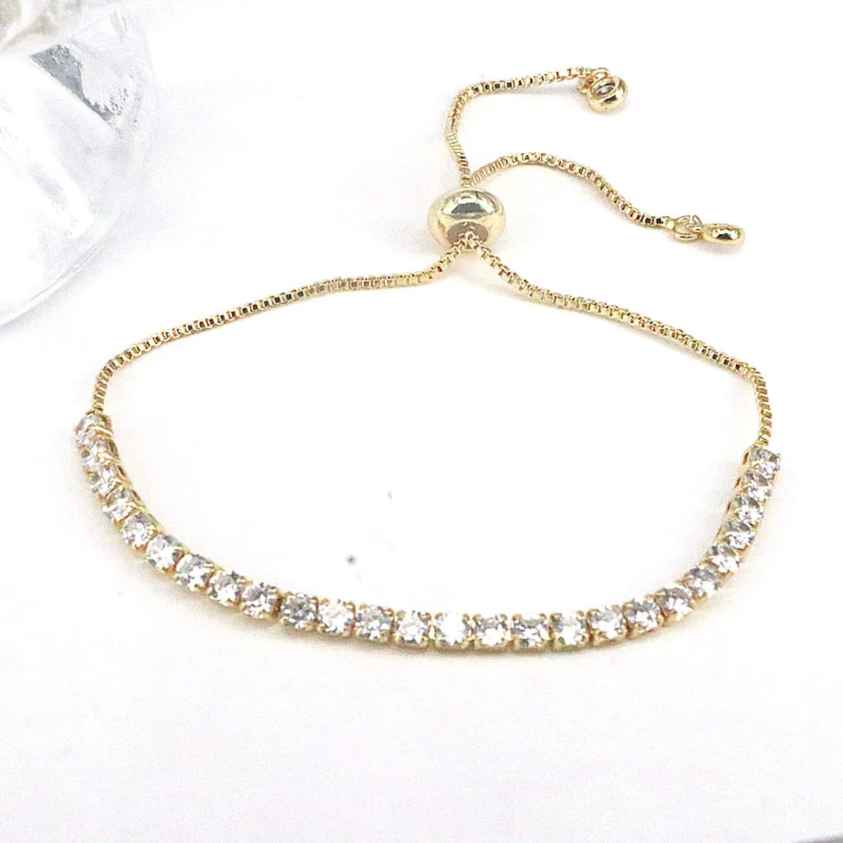 Fashion Square Copper Gold Plated Zircon Bracelets In Bulk