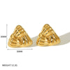 Fashion Square Design Stainless Steel Earrings With Geometric Pattern And Electroplating Treatment