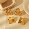 Fashion Square Design Stainless Steel Earrings With Geometric Pattern And Electroplating Treatment