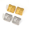 Fashion Square Design Stainless Steel Earrings With Geometric Pattern And Electroplating Treatment