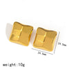 Fashion Square Design Stainless Steel Earrings With Geometric Pattern And Electroplating Treatment