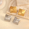 Fashion Square Design Stainless Steel Earrings With Geometric Pattern And Electroplating Treatment