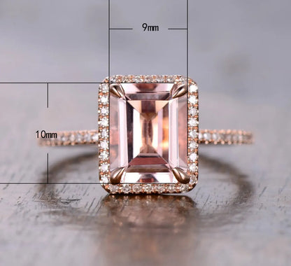 Fashion Square Diamond Ring Luxury Copper Plated Rose Gold Inlaid Zircon Ring