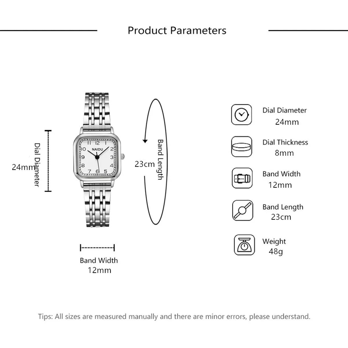 Fashion Square Digital Face Ladies Steel Band Watch Trend Quartz Watch