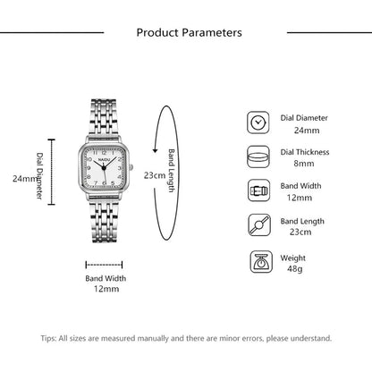 Fashion Square Digital Face Ladies Steel Band Watch Trend Quartz Watch