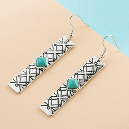 Vintage Style Inlaid Turquoise Alloy Turquoise Earrings