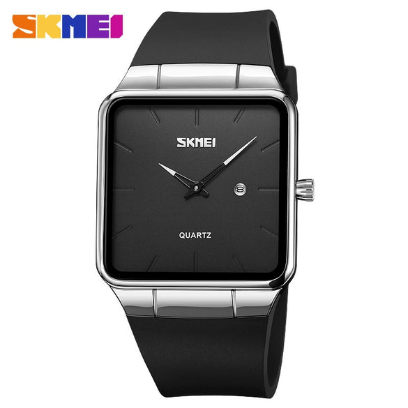 Fashion Square Men's Watch Zinc Alloy Case Tpu Strap Mineral Reinforced Glass Mirror Quartz Waterproof