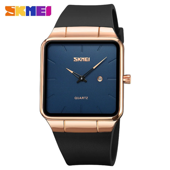 Fashion Square Men's Watch Zinc Alloy Case Tpu Strap Mineral Reinforced Glass Mirror Quartz Waterproof