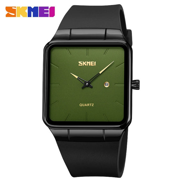 Fashion Square Men's Watch Zinc Alloy Case Tpu Strap Mineral Reinforced Glass Mirror Quartz Waterproof