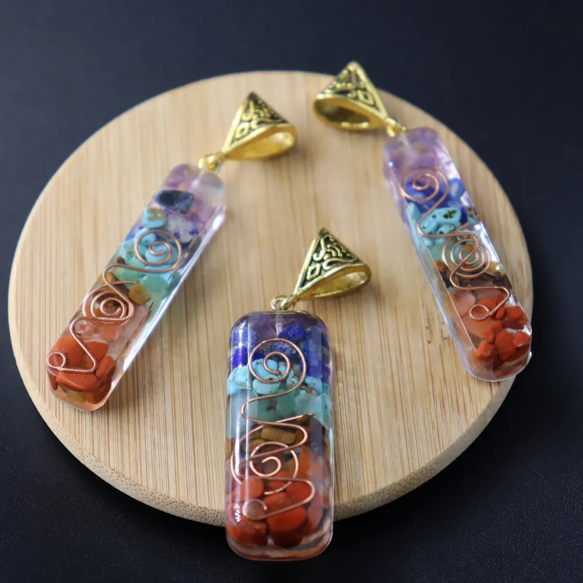 Fashion Square Natural Stone Epoxy Pendant Necklace 1 Piece