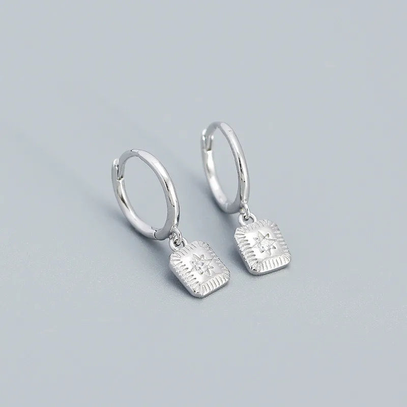 1 Pair Fashion Square Plating Inlay Silver Zircon Dangling Earrings