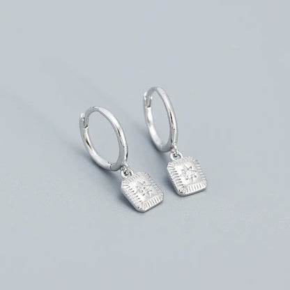 1 Pair Fashion Square Plating Inlay Silver Zircon Dangling Earrings