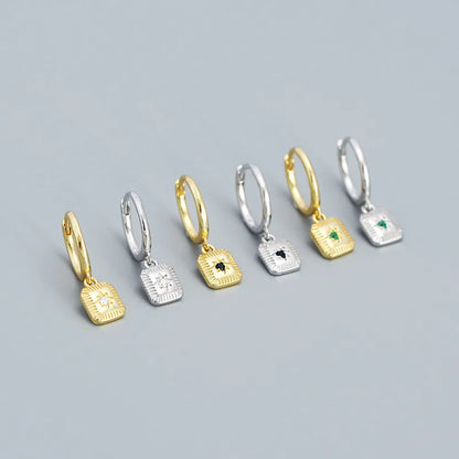 1 Pair Fashion Square Plating Inlay Silver Zircon Dangling Earrings