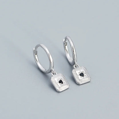 1 Pair Fashion Square Plating Inlay Silver Zircon Dangling Earrings