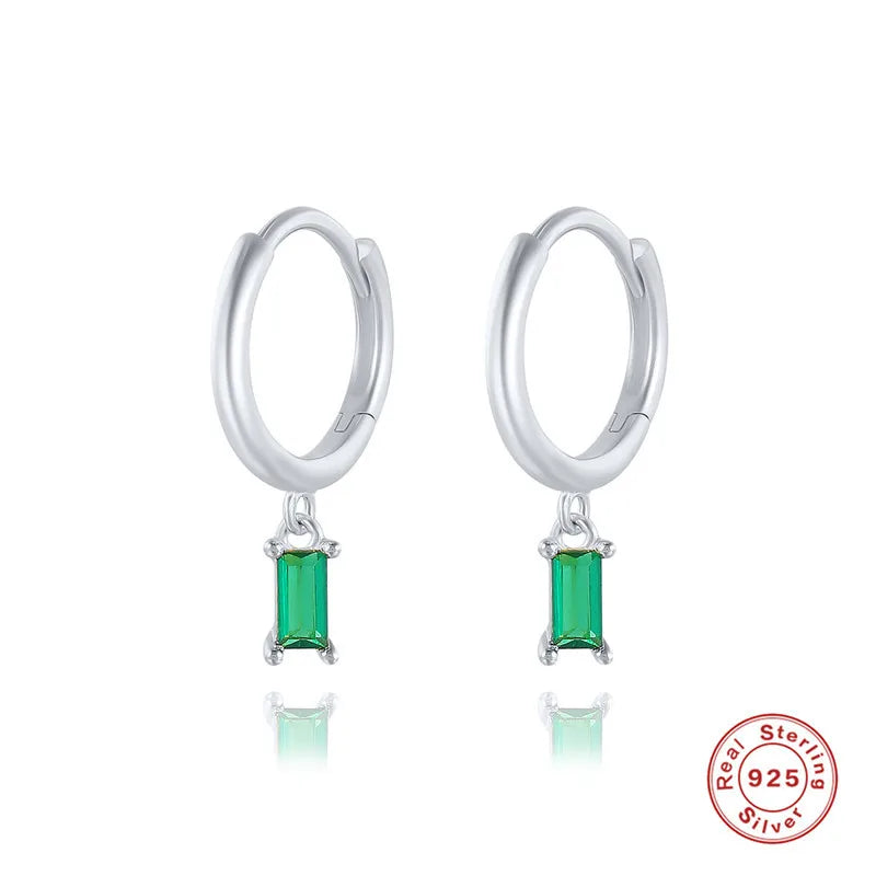 Fashion Square Silver Plating Inlay Zircon Dangling Earrings 1 Pair