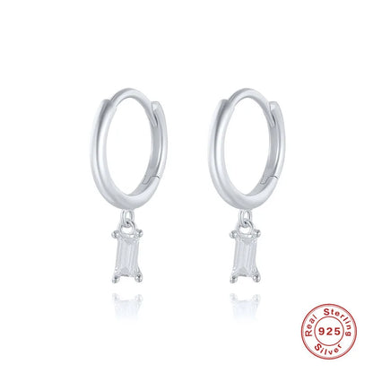 Fashion Square Silver Plating Inlay Zircon Dangling Earrings 1 Pair