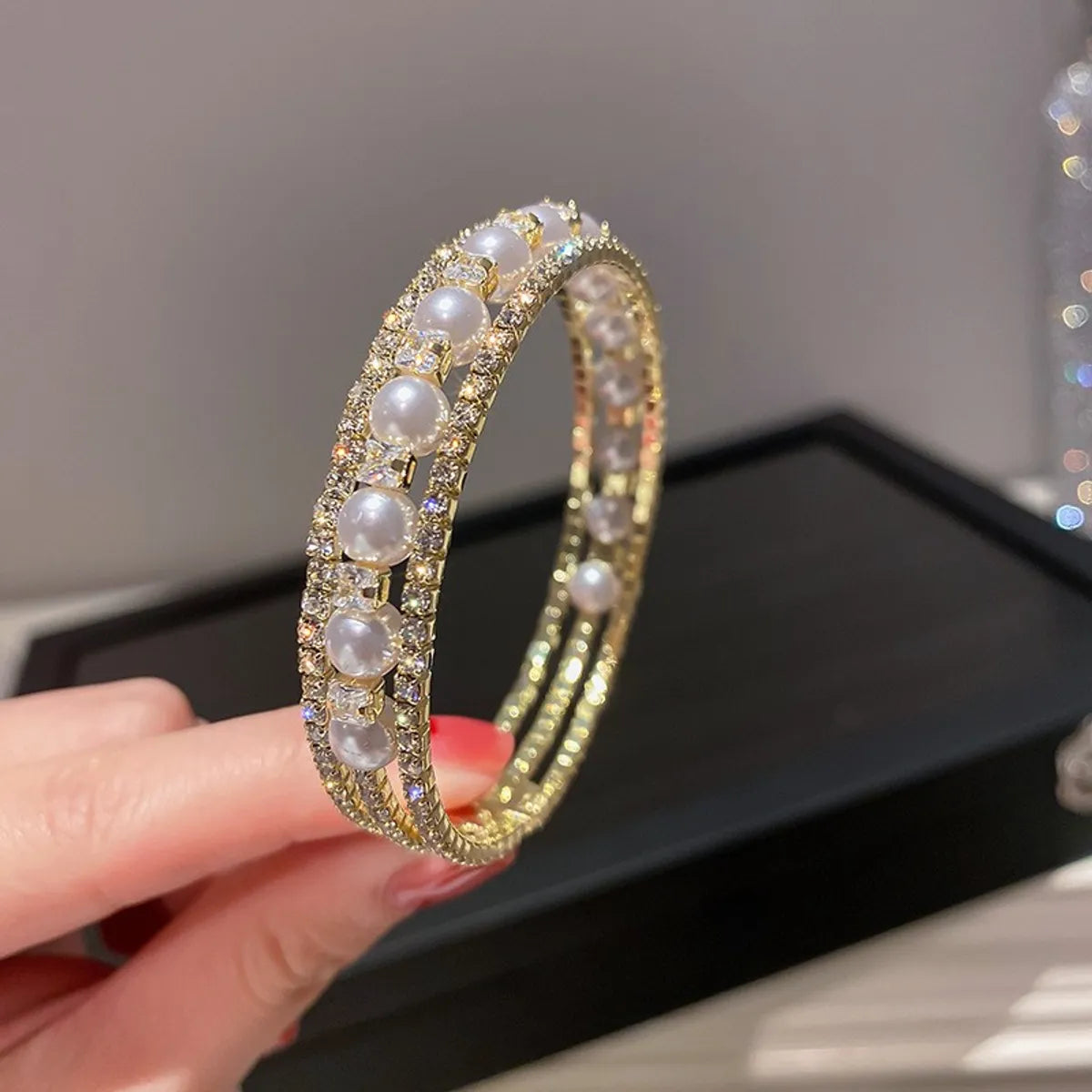 Fashion Square Snake Copper Zircon Bangle In Bulk