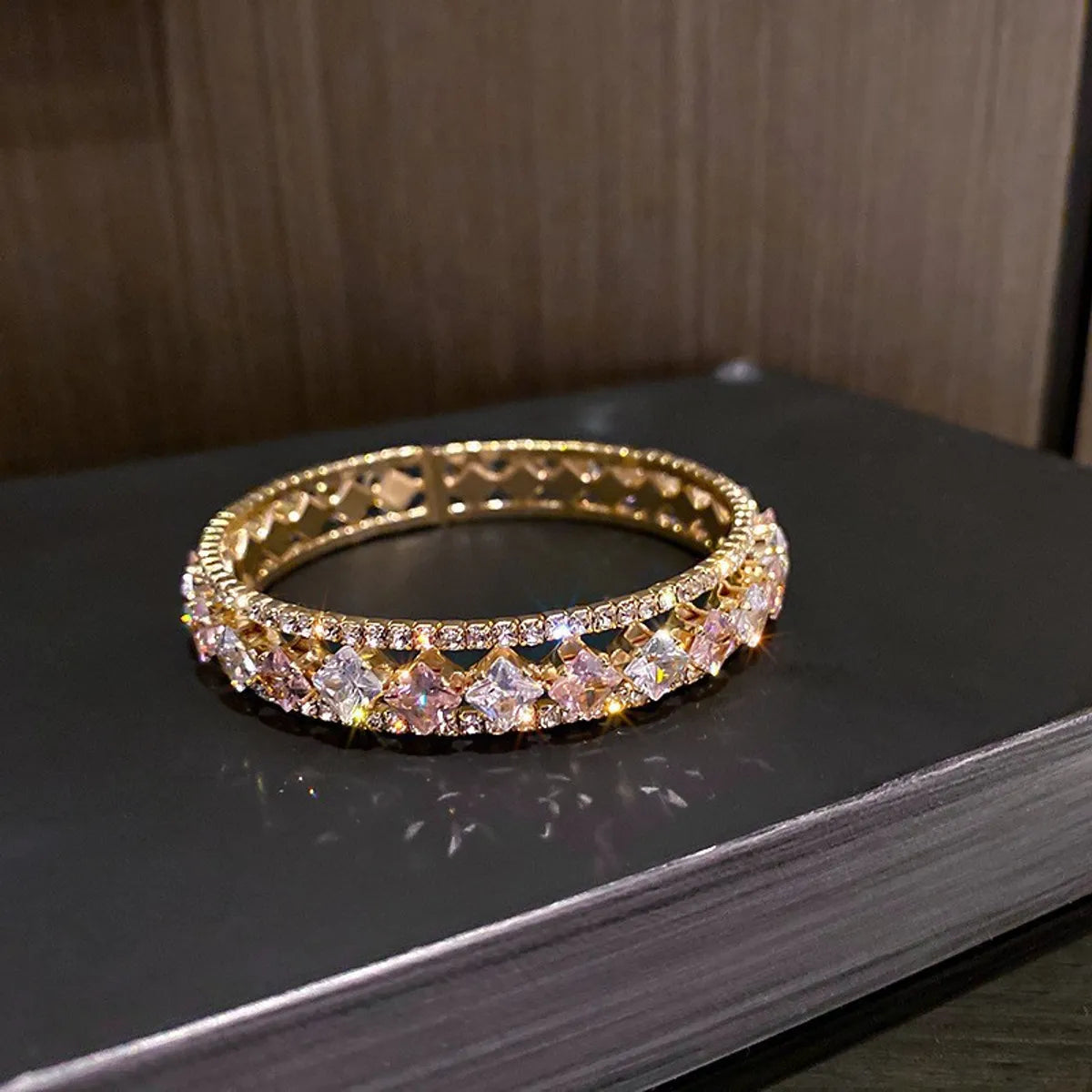 Fashion Square Snake Copper Zircon Bangle In Bulk