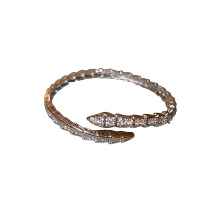 Fashion Square Snake Copper Zircon Bangle In Bulk